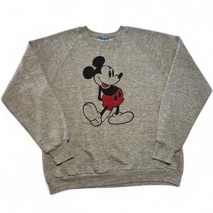 VTG 80s Disney Mickey Mouse Crewneck Sweatshirt Large Gray USA Made